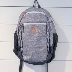Adidas Gray Backpack Rose Gold Logo School Travel Laptop Bag